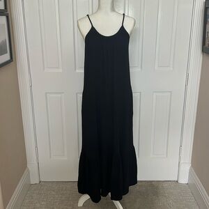 Magaschoni 100% Organic Cotton Gauze Maxi Black Dress - Medium